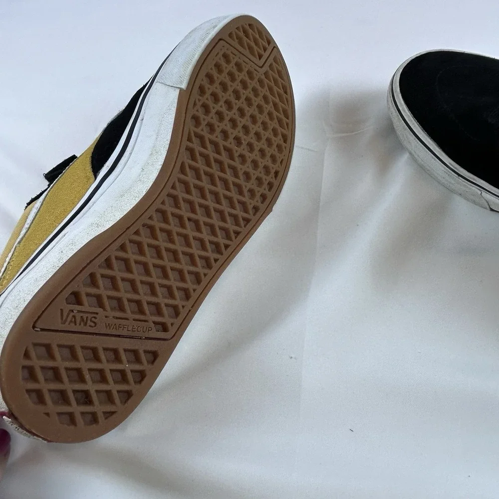 Vans Kyle Walker Pro Skate Shoes Mens‎ 8.5 Black Yellow Suede Canvas Wafflecup